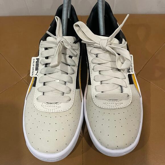 Puma‎ Women's California TOL Off White Black/Yellow Sneakers Retro Shoes Size 7 - Picture 6 of 9